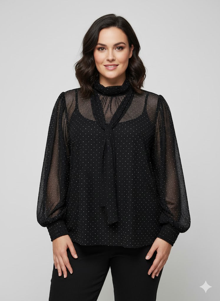 Blouse en voilage avec strass