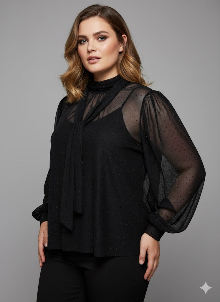 Blouse en voilage avec strass