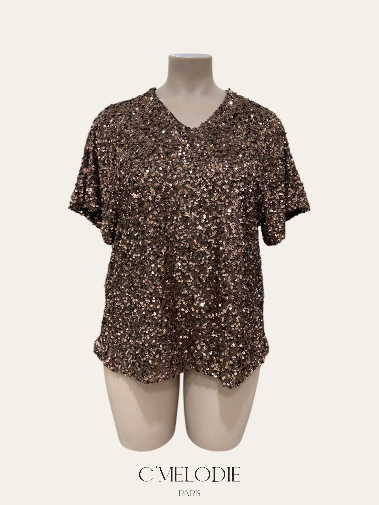 Tunique manches courtes à sequins