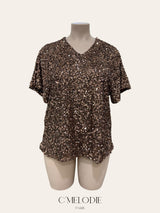 Tunique manches courtes à sequins