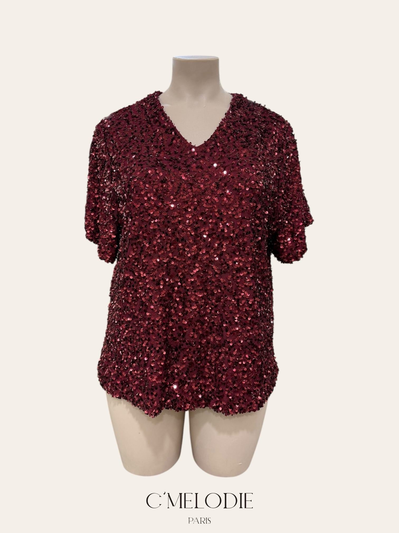 Tunique manches courtes à sequins