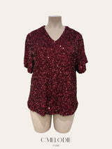 Tunique manches courtes à sequins