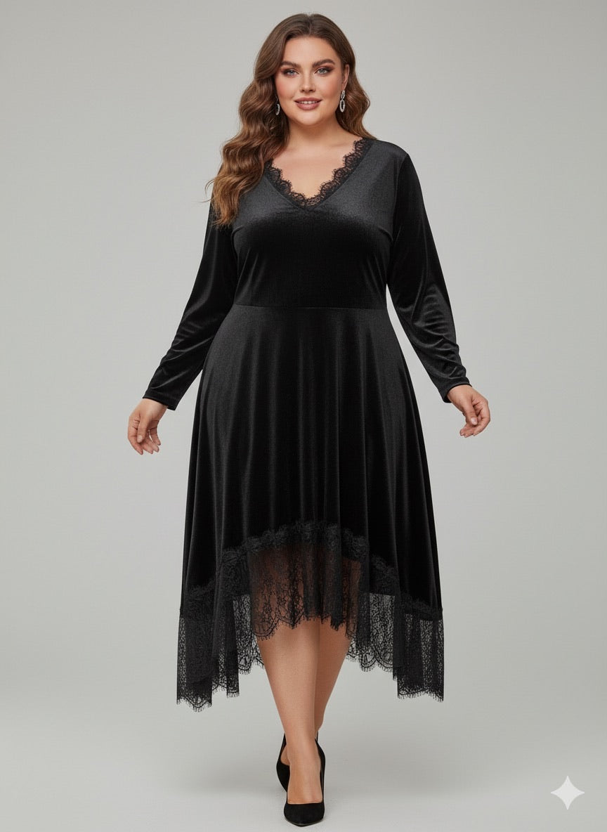 Robe en velours et dentelle