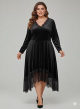 Robe en velours et dentelle