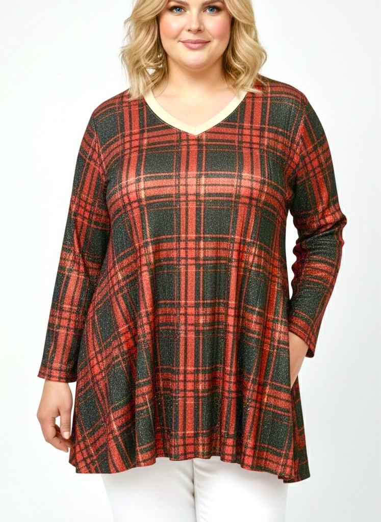 Tunique plissée lurex à motifs