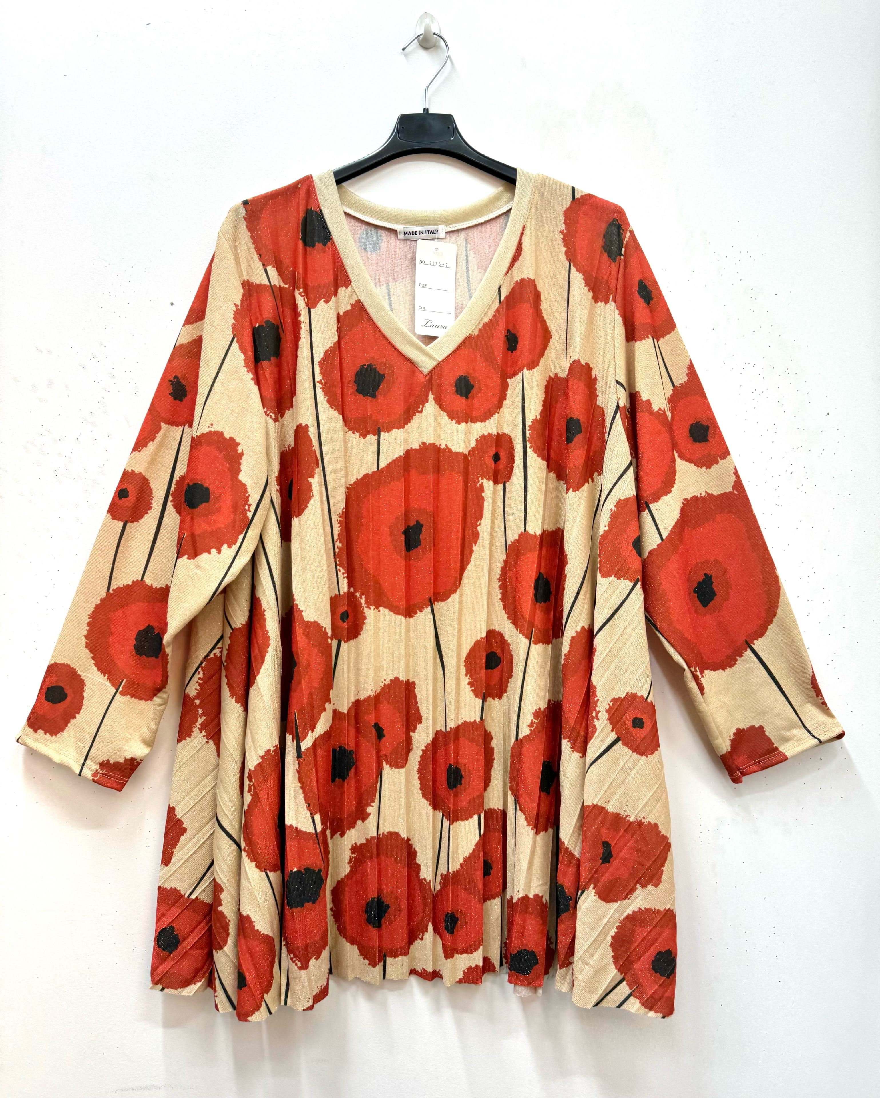 Tunique plissée lurex à motifs