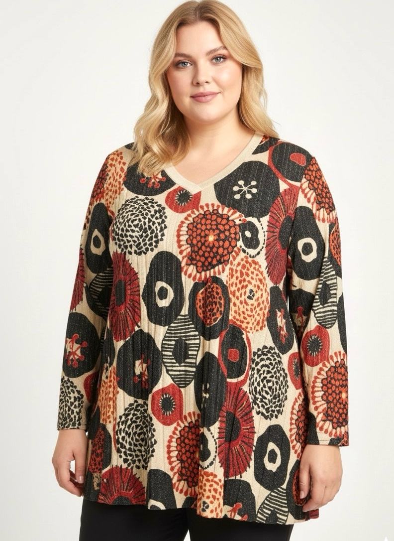 Tunique plissée lurex à motifs