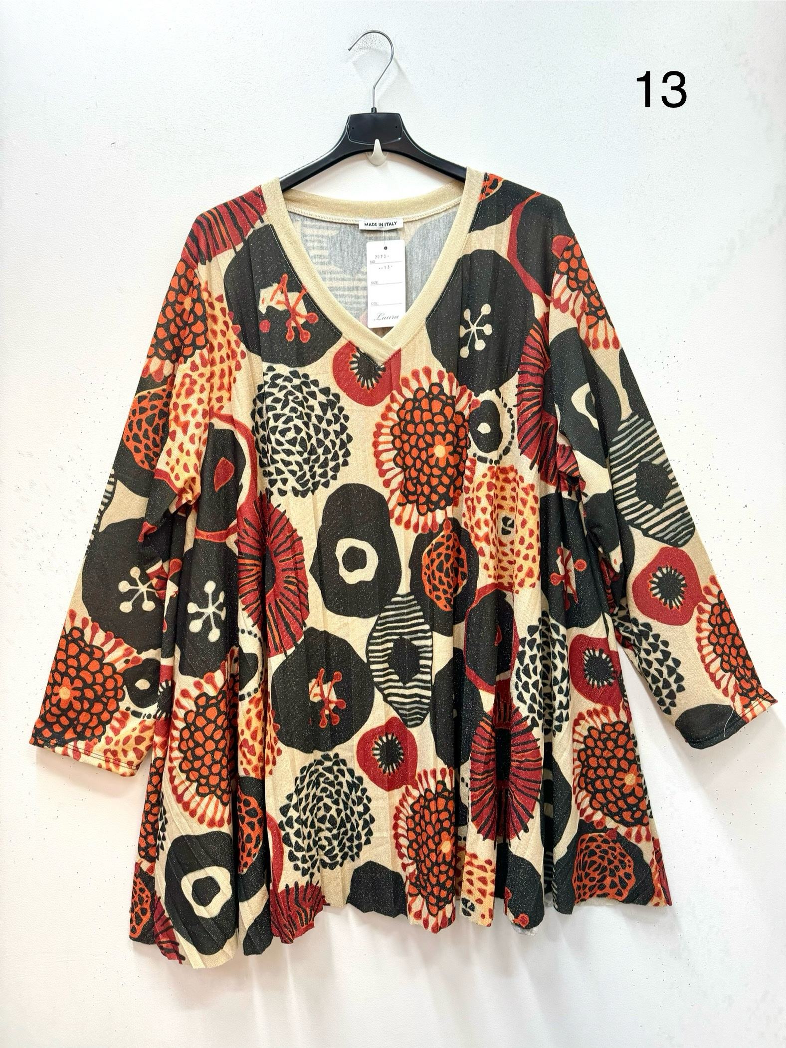 Tunique plissée lurex à motifs