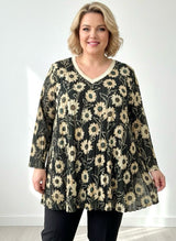 Tunique plissée lurex à motifs