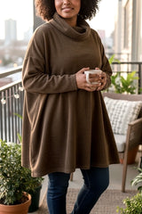 Tunique col roulé en velours côtelé