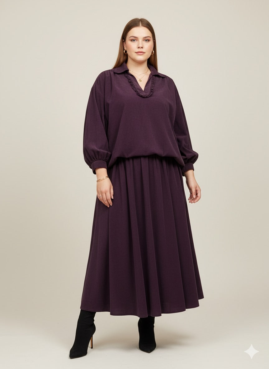 Jupe longue en velours cotelé