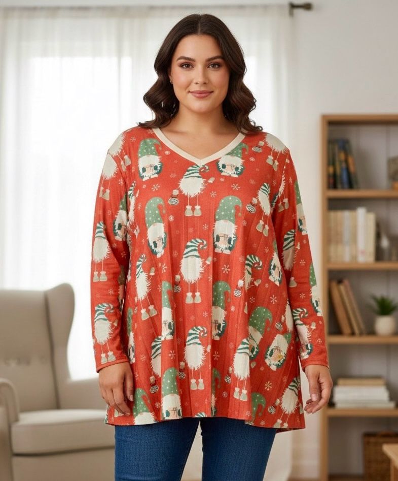 Tunique plissée lurex à motifs - Noël