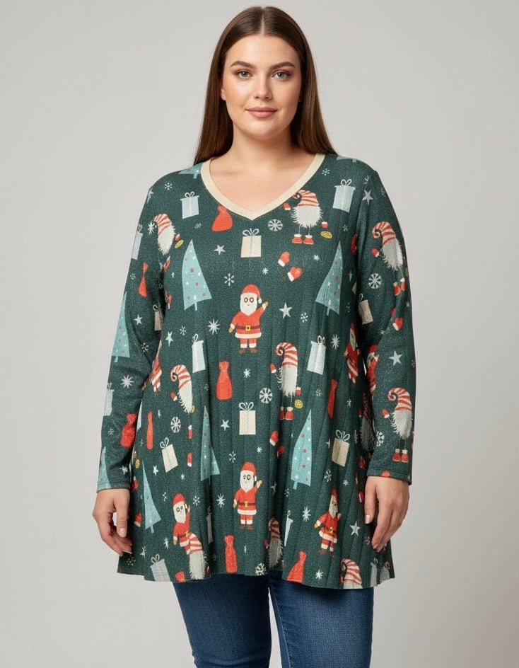 Tunique plissée lurex à motifs - Noël