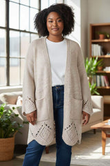 Gilet long avec motifs ajourés