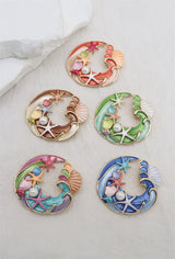 Broche aimantée - Vagues et coquillages