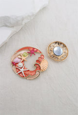 Broche aimantée - Vagues et coquillages