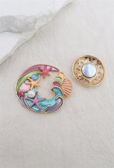 Broche aimantée - Vagues et coquillages
