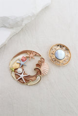 Broche aimantée - Vagues et coquillages