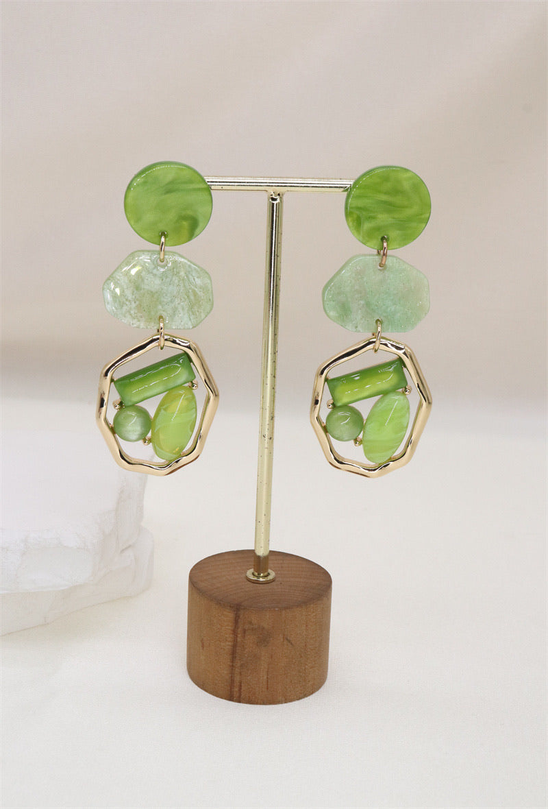 Boucles d'oreilles plaques d'acétate colorées