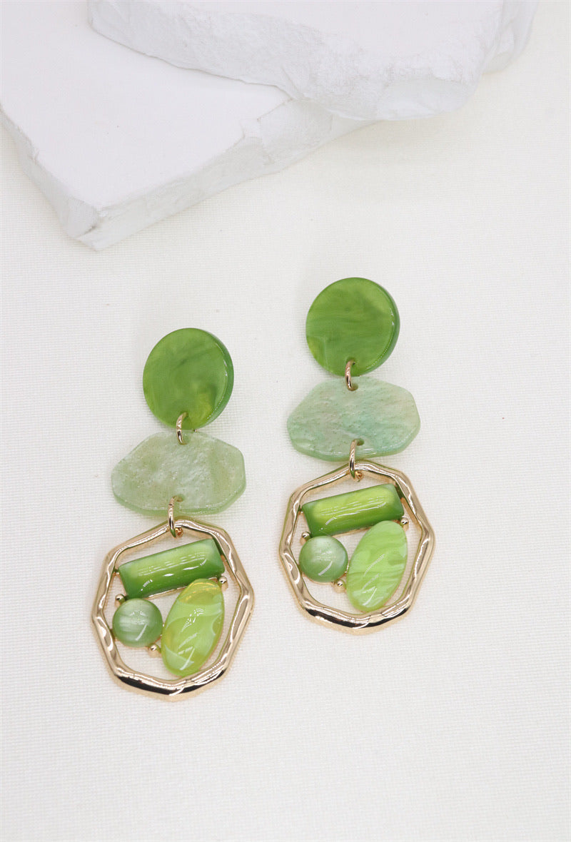 Boucles d'oreilles plaques d'acétate colorées