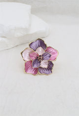 Bague élastiquée - Fleur petits brillants