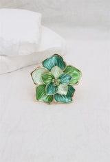 Bague élastiquée - Fleur petits brillants