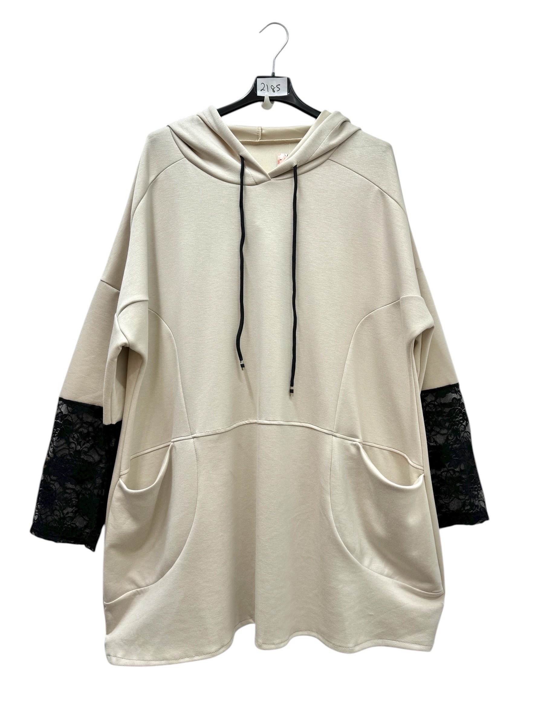 Sweat à capuche avec manches dentelle