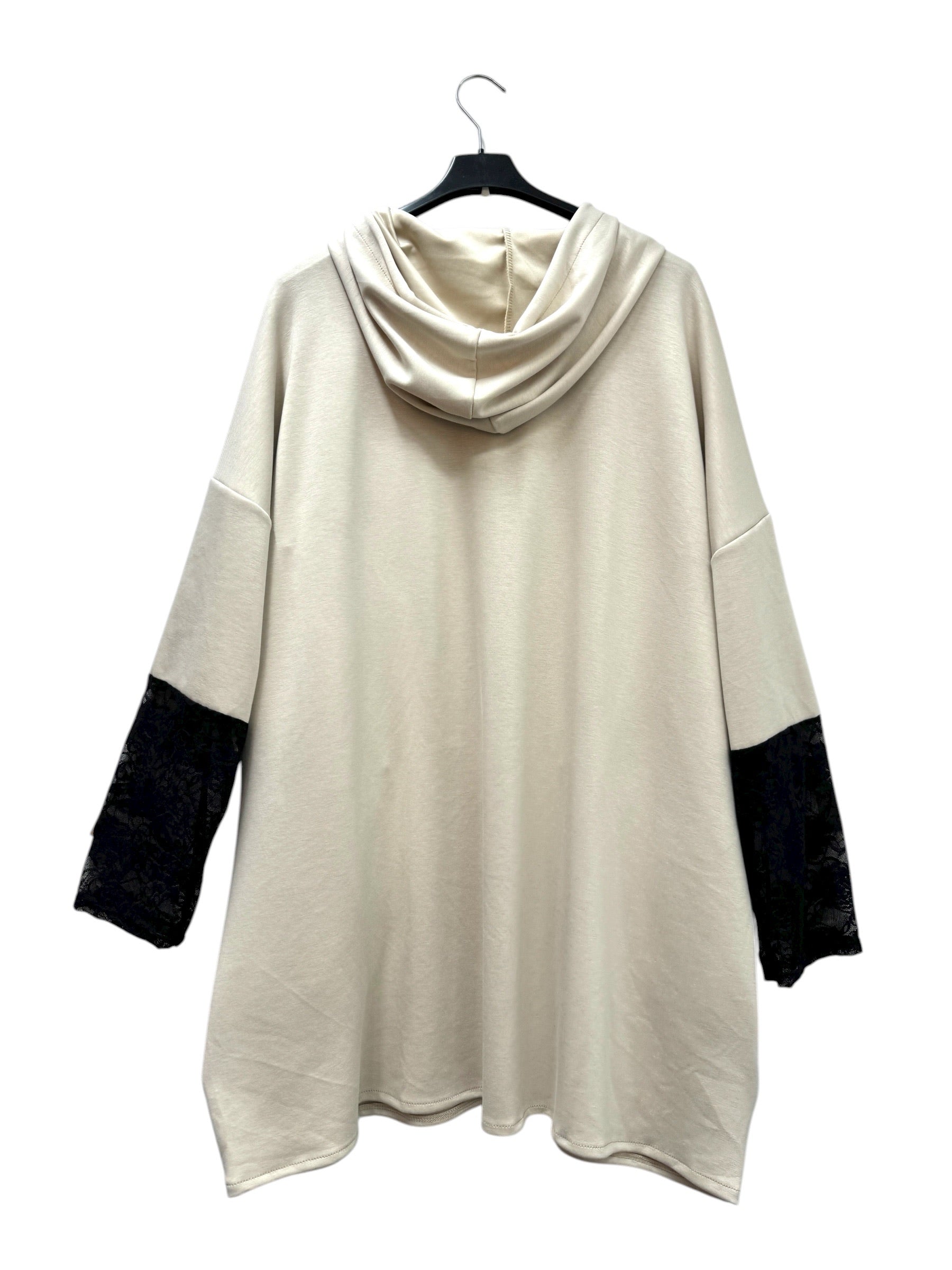 Sweat à capuche avec manches dentelle