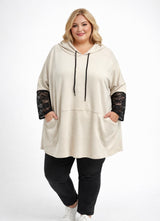 Sweat à capuche avec manches dentelle