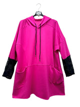 Sweat à capuche avec manches dentelle