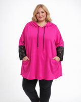 Sweat à capuche avec manches dentelle