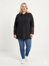 Sweat à capuche avec manches dentelle