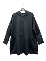 Sweat à capuche avec manches dentelle