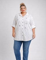 Chemise en coton avec strass papillon