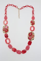 Collier long en perles d'acétate - Fuchsia