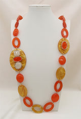 Collier long orange en acétate