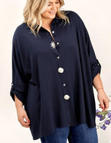 Chemise oversize en coton avec broches