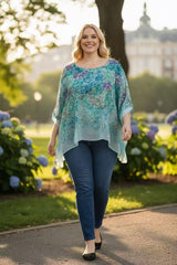 Tunique voilage imprimé fleurs (42-50)