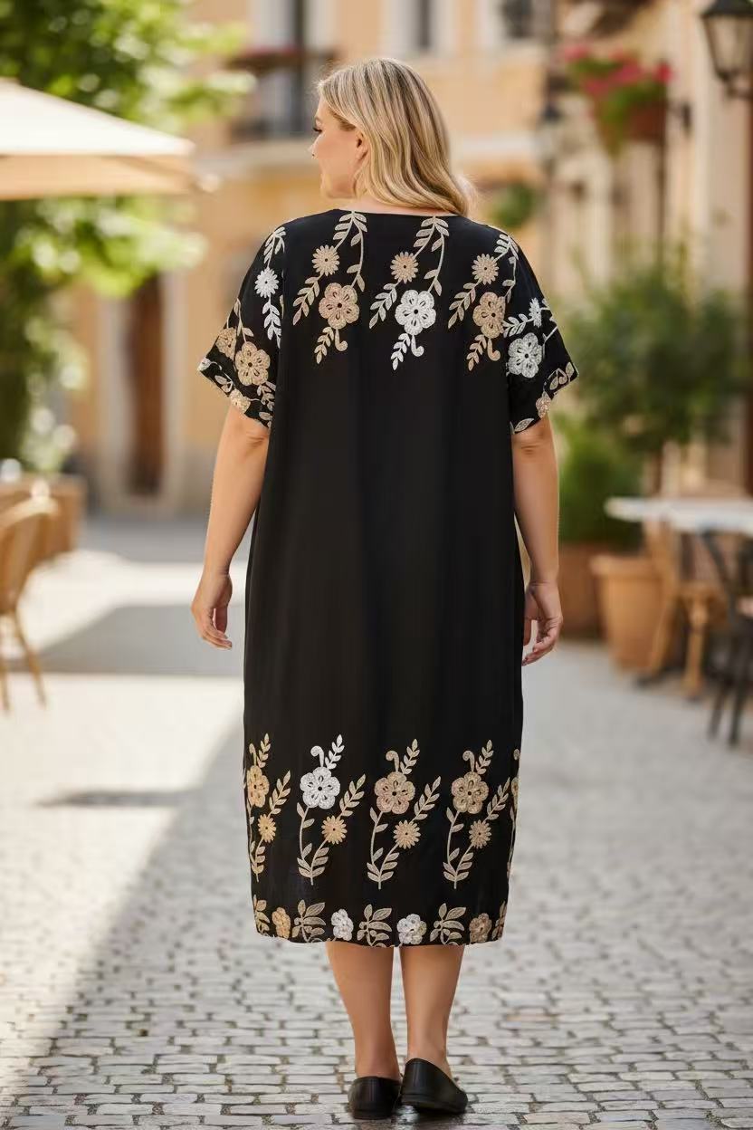Robe avec broderie bicolore