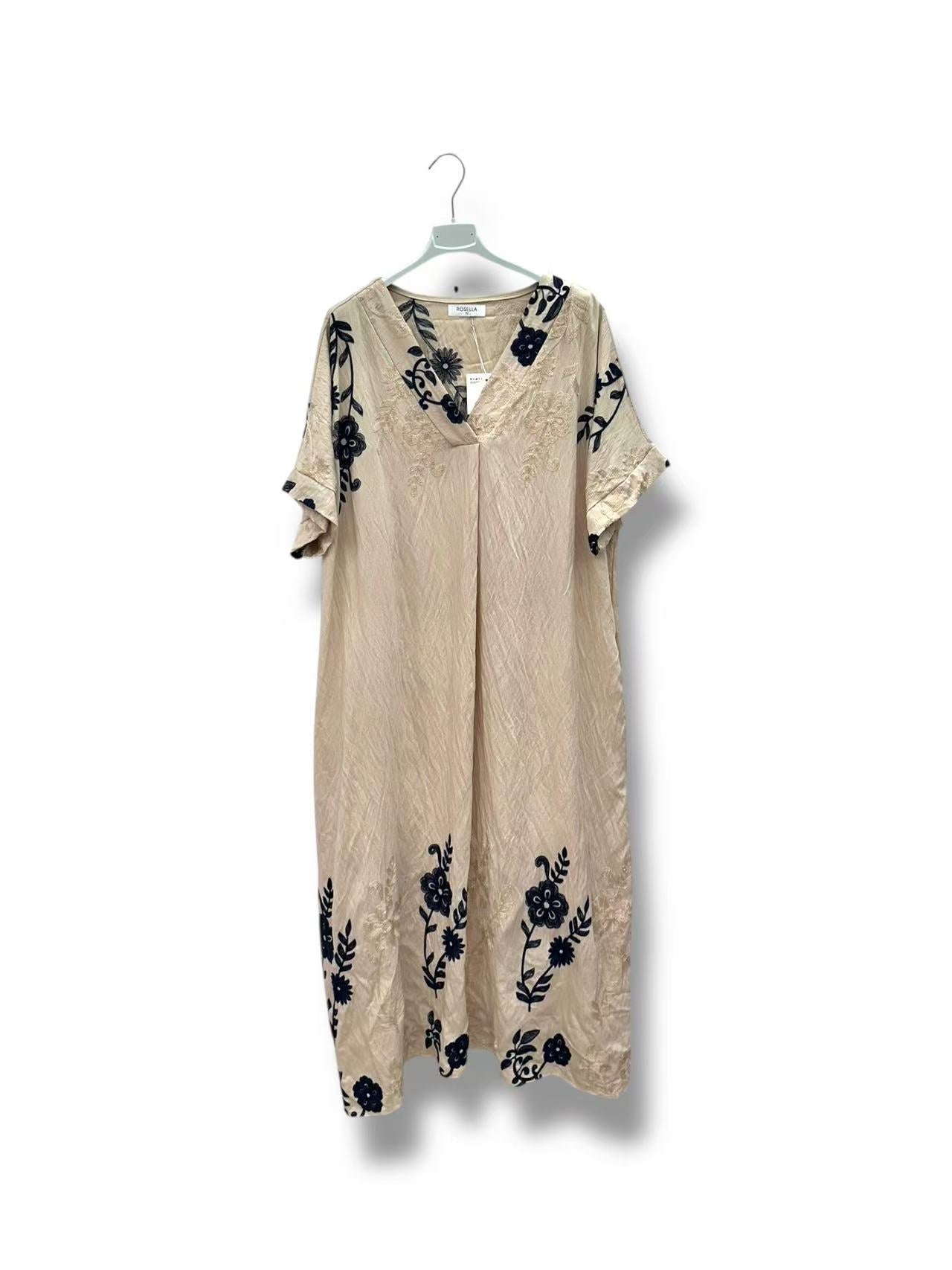 Robe avec broderie bicolore