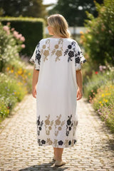 Robe avec broderie bicolore