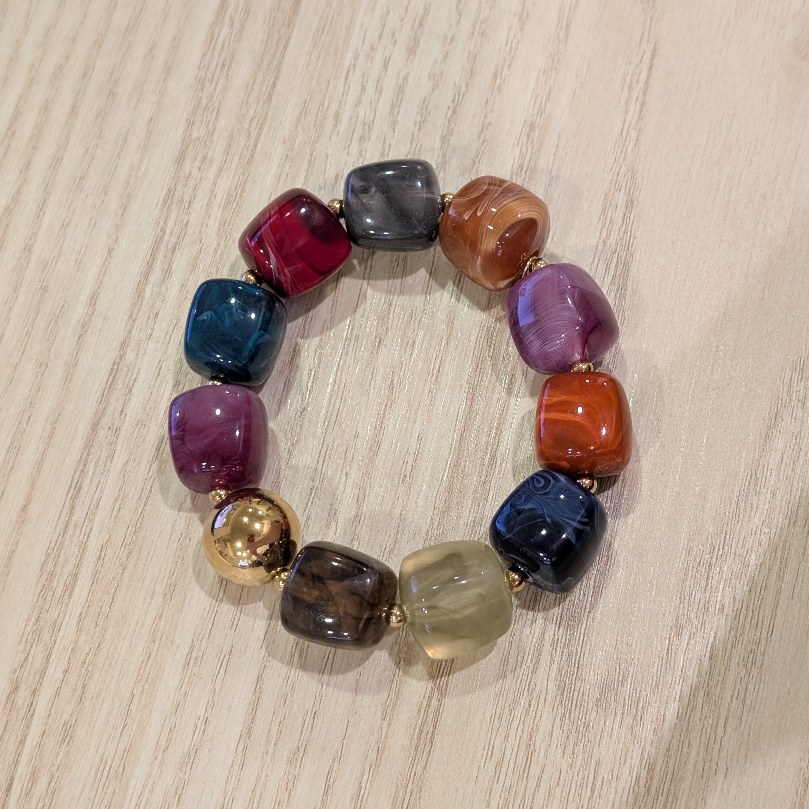 Bracelet élastiqué perles multicolores