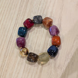 Bracelet élastiqué perles multicolores