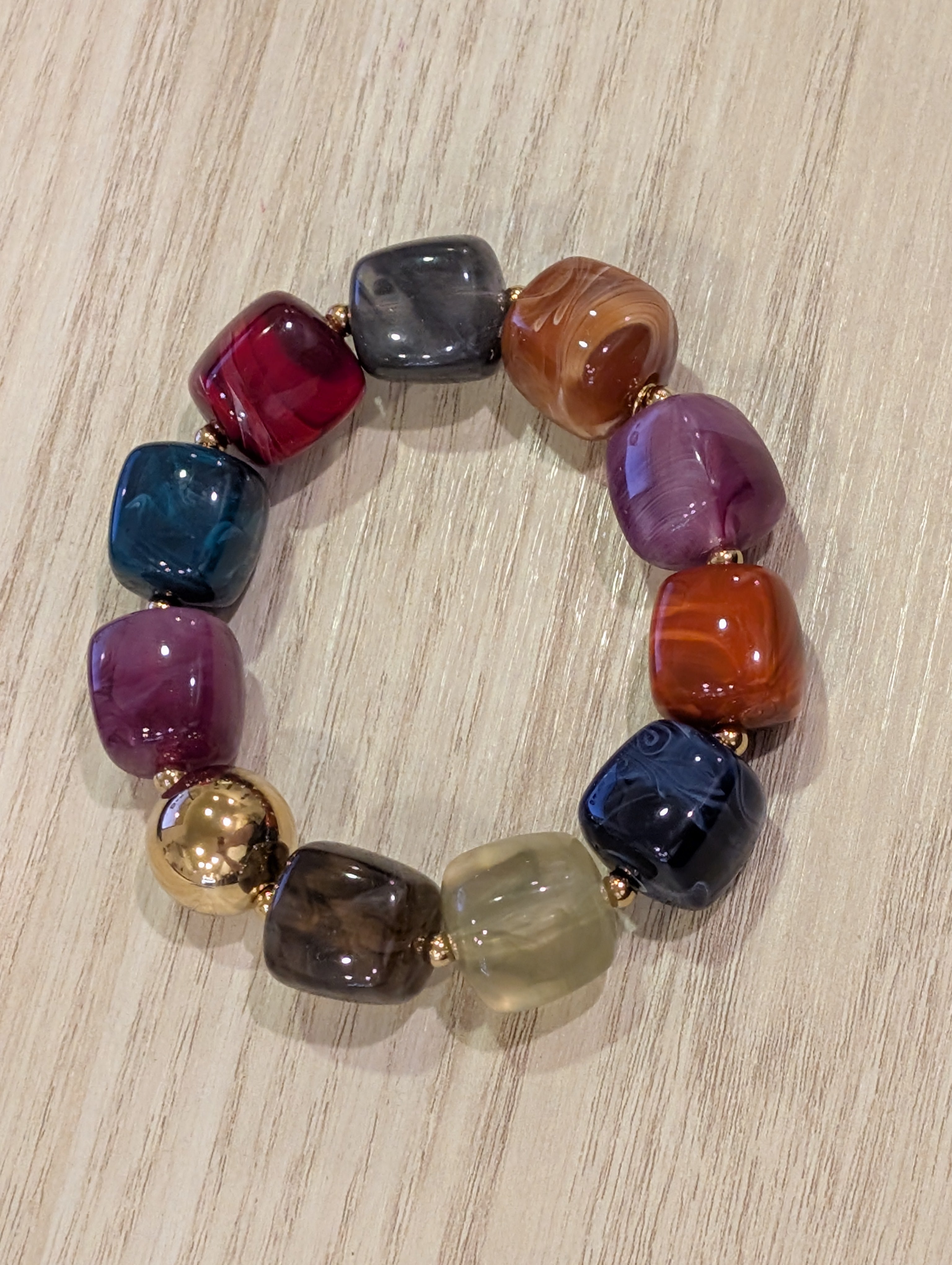 Bracelet élastiqué perles multicolores