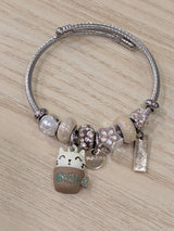Bracelet souple - Chat dans tasse (taupe)