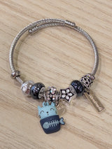 Bracelet souple - Chat dans tasse (bleu)