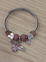 Bracelet souple - Argenté Abeille rose