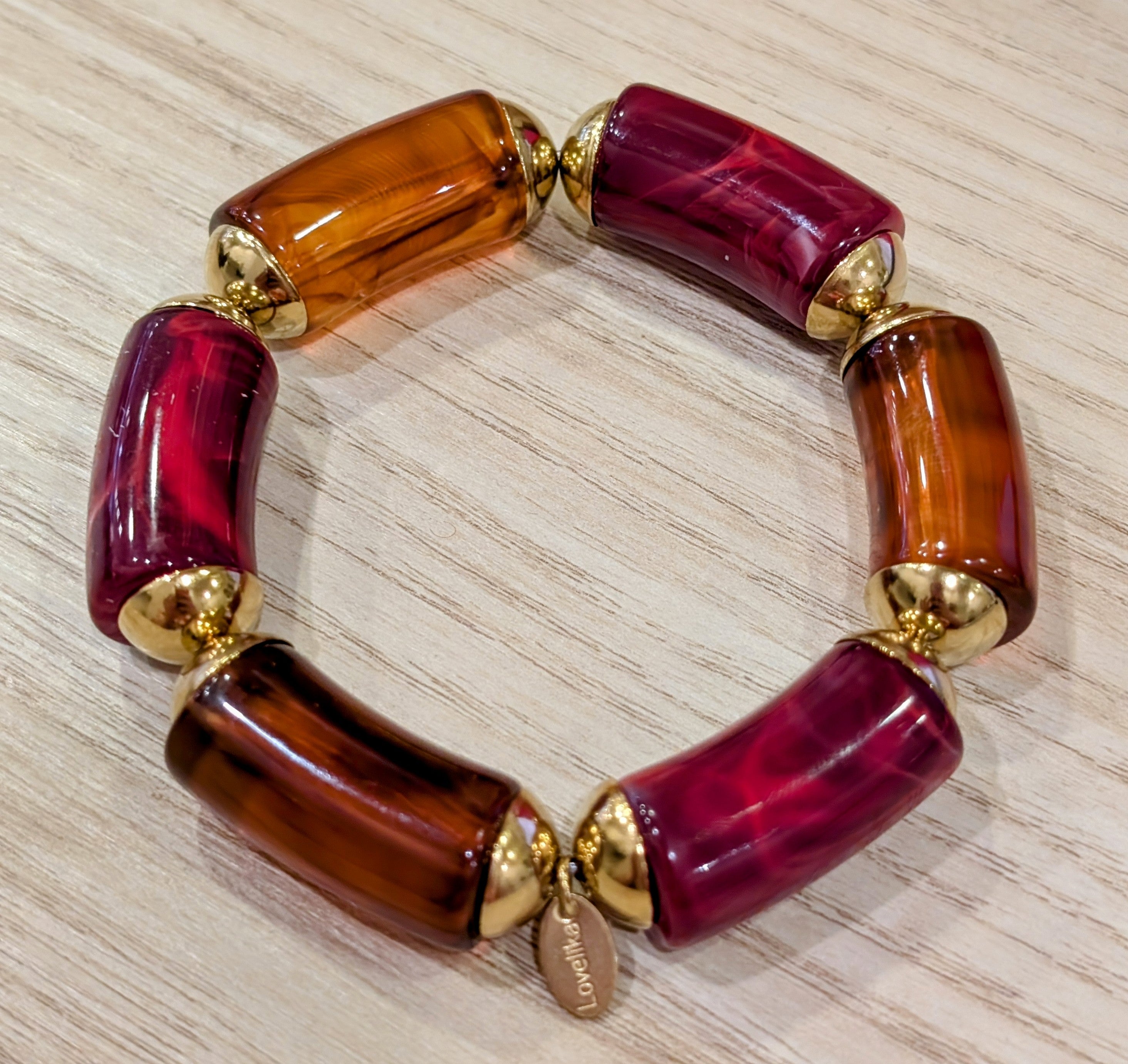 Bracelet élastiqué - Bordeaux et Rouille