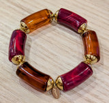 Bracelet élastiqué - Bordeaux et Rouille