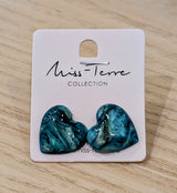 Boucles d'oreilles coeur turquoise